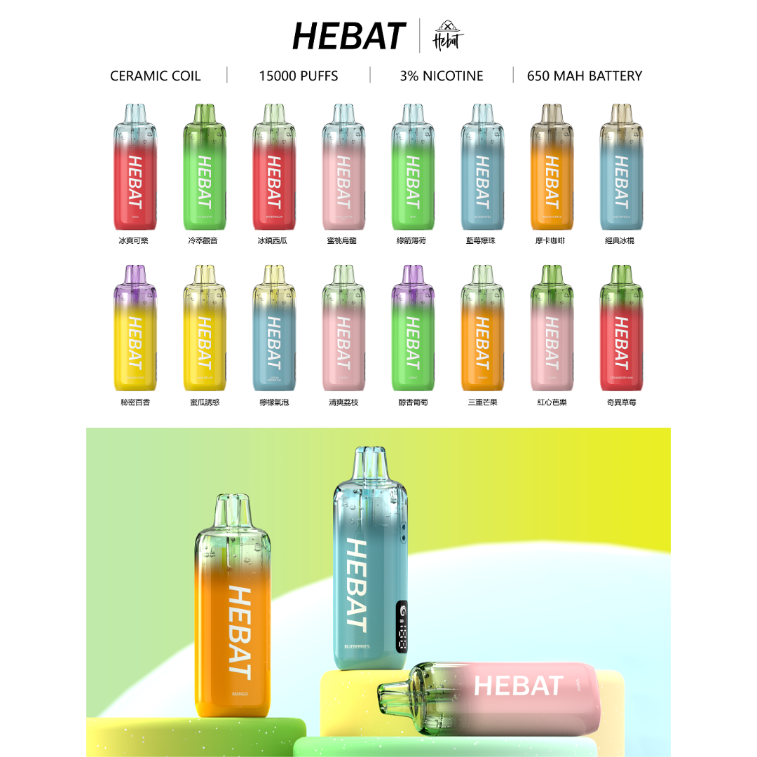 Hebat 喜貝 15000Puffs 3% 柔順配方細膩入喉 徹底告別後期電力衰減 搭載全新穩壓技術 650mAh 超長效動力核心 台灣現貨:圖片 2